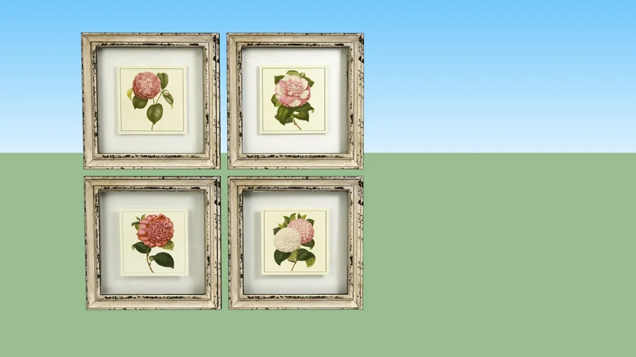 antique floral wall art set 3D Warehouse