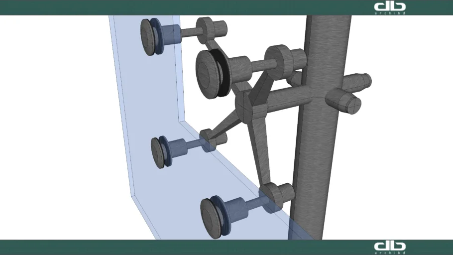 Spider Glass Bracket_Joint With Steel Pipe_archibd