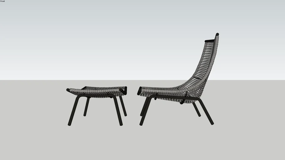 Roda Laze 002 Exterior Lounge Chair & Ottoman 3D Warehouse
