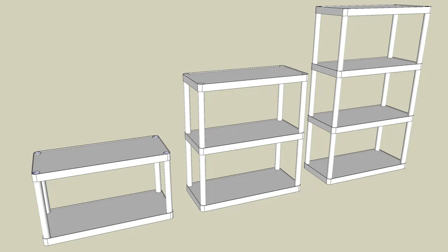 Plastic shelves without holes 3 pack 3D Warehouse