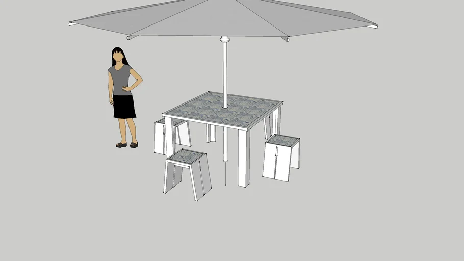 garden table and chair with umbrella 3D Warehouse