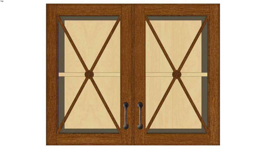 Wall Double Door 27H with Classic Mullion Antiquity Glass Insert 3D Warehouse