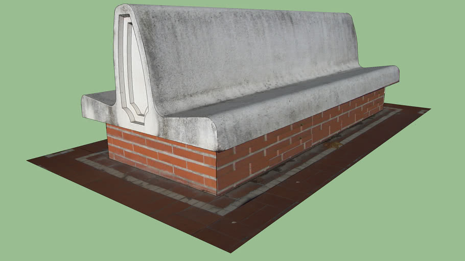 Cement bench and exposed brick base