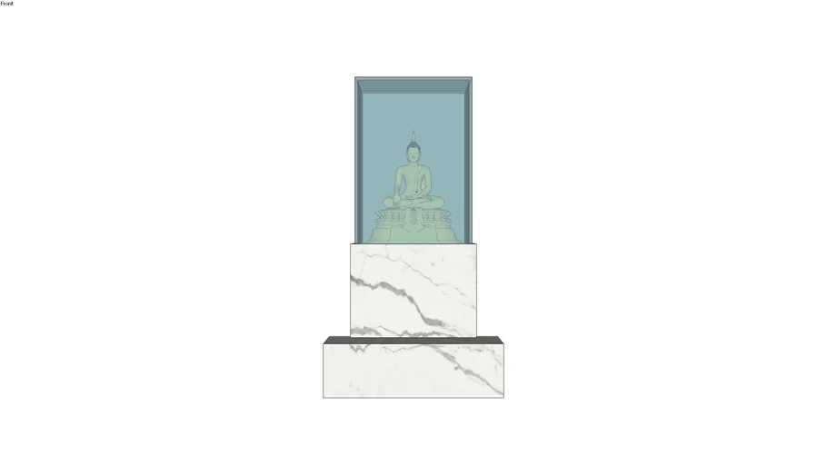 Buddha statue in glass cabinet