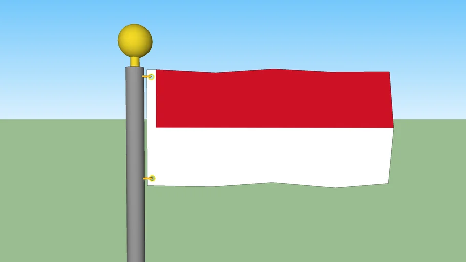 Indonesia/Monaco Flag with Flagpole | 3D Warehouse