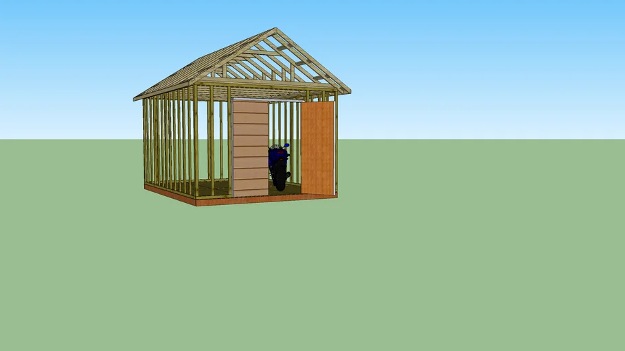 structure cabanon 12x16 avec moto | 3D Warehouse