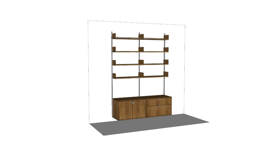 AS4 wall-mounted modular shelving and cabinets