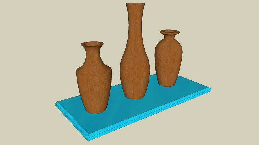 Three Wooden Vases 3D Warehouse