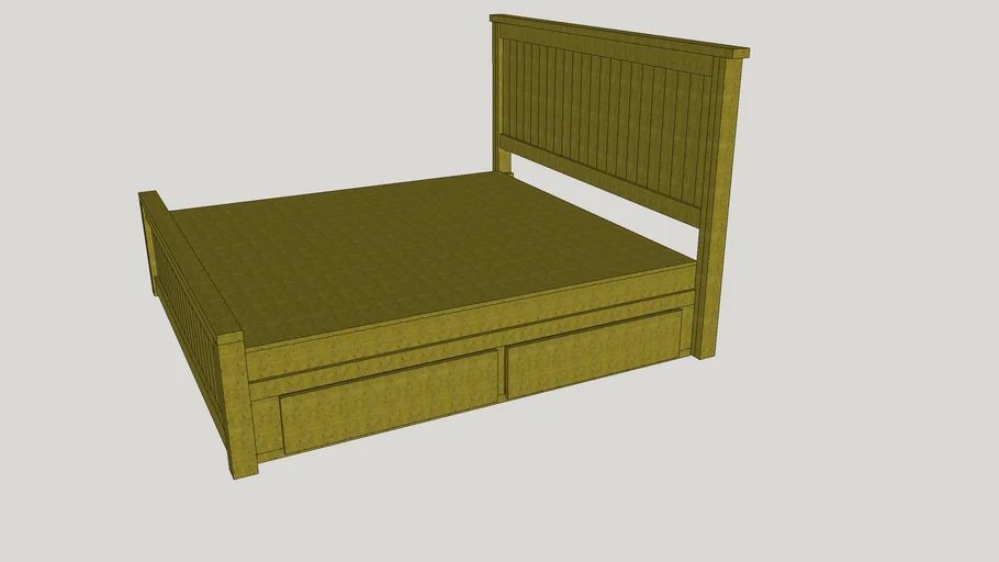 King Size Bed with drawers on both sides 3D Warehouse