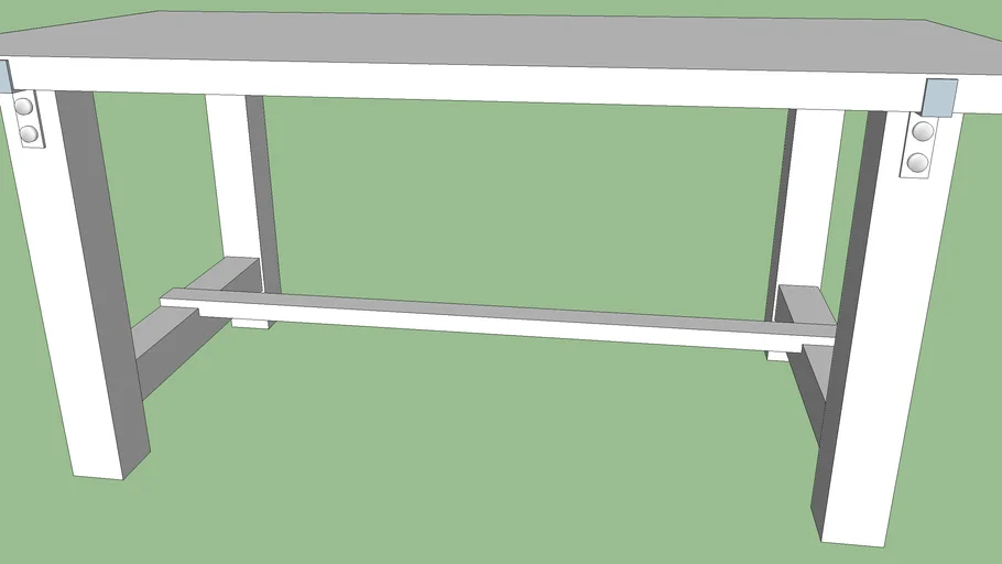 Reclaimed Wood & ZincTop Strap Rectangular Dining Table 3D Warehouse