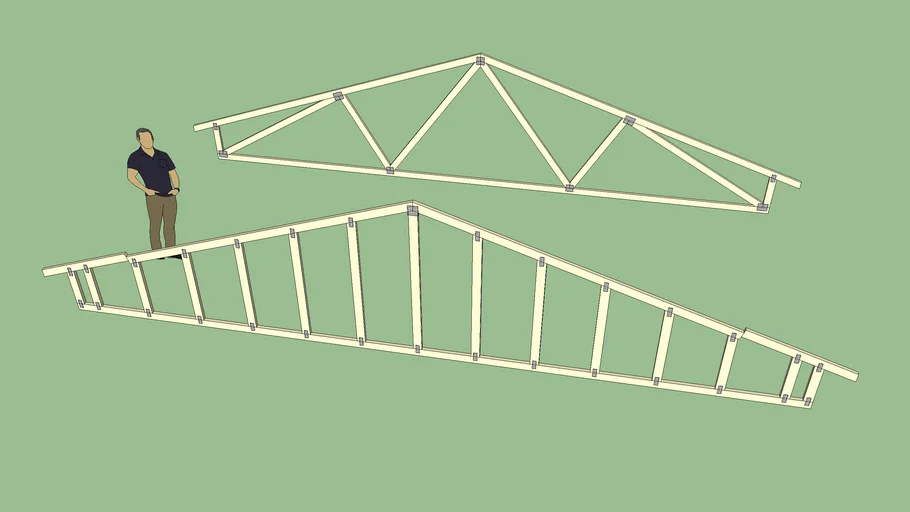 Fink Truss with Raised Heel and Plates | 3D Warehouse