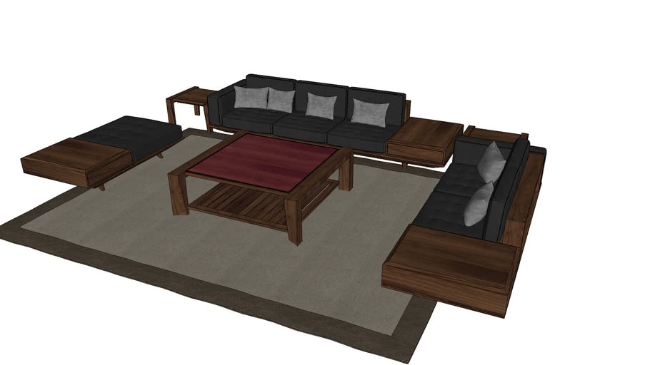 sofa gỗ sồi | 3D Warehouse