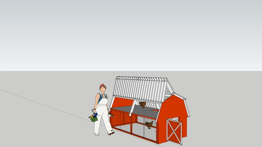 Chicken Coop Gambrel Roof 3D Warehouse