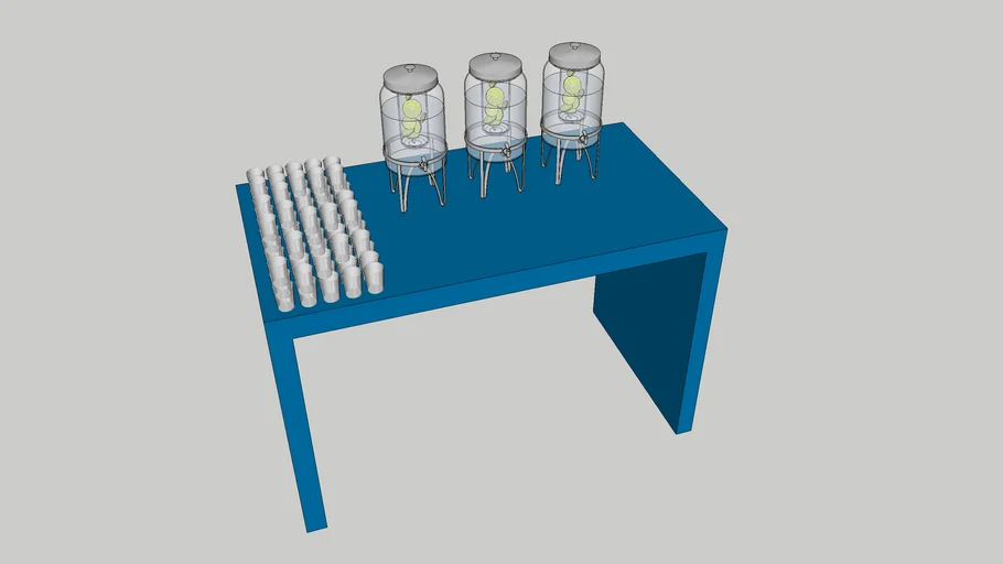 Water Table / Refreshment Table / Water Station with glass cups 3D