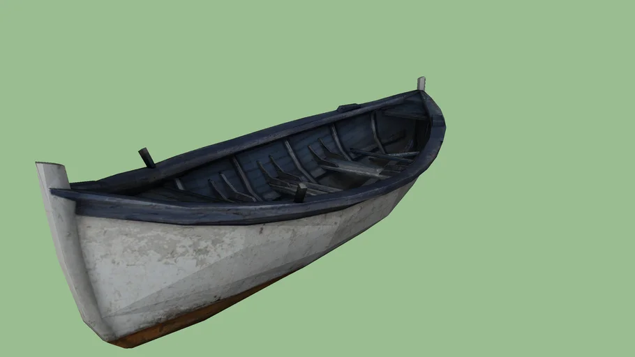 Old Wooden Fishing Boat with Shovels | 3D model