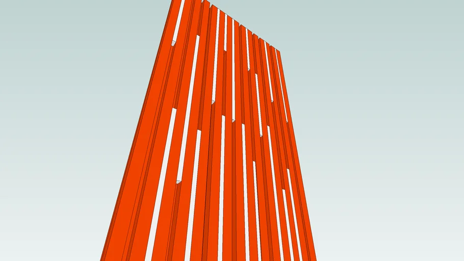 Orange slat wall with lights