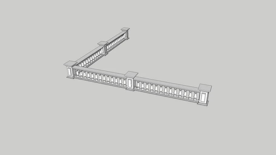 大理石栏杆 Marble railing -轮廓放样部件素材-Profile Builder Assembly | 3D Warehouse