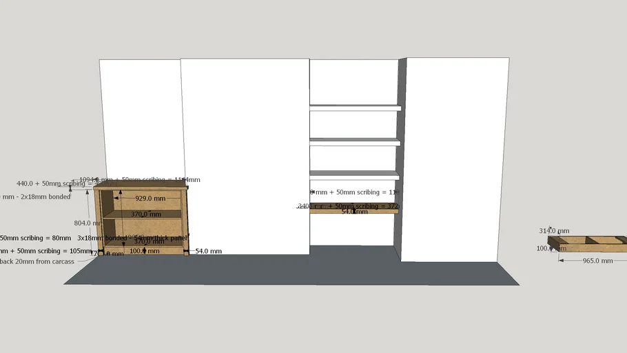 Sam Alcove Cupboard & Floating Shelves 3D Warehouse