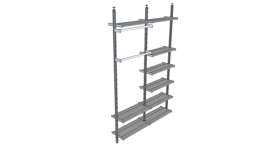ISS Designs Modular Shelving 65'W Quad Pole System With Alu Shelves
