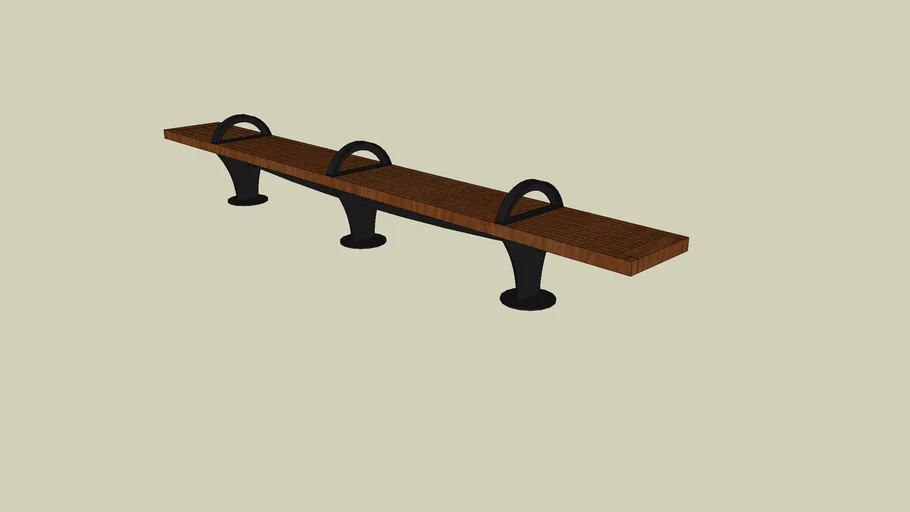 Forms+Surfaces® Pacifica™ Bench, 12 foot, no back, surface mount, three armrests