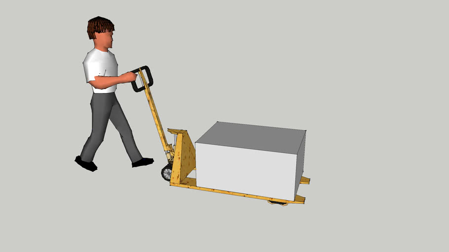 Man pushing pallet jack 3D Warehouse