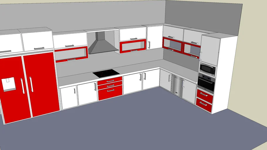 Red and White kitchen
