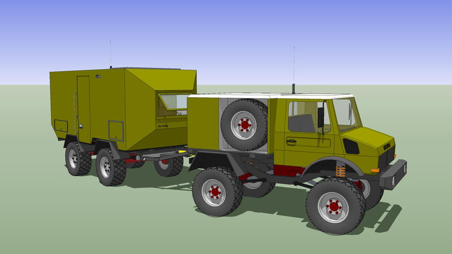Camper Truck, Unicat Trailer + Unimog U-500