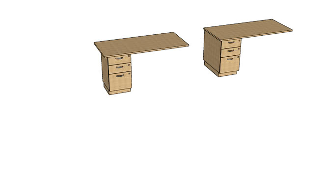 Custom-made 2D+1F Fixed Drawer with worktop | 3D Warehouse