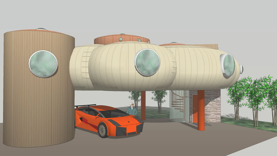 Elevated House with Circular Stair-16-06-07 | 3D Warehouse
