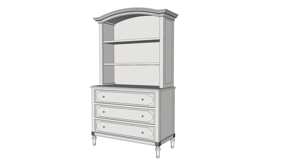 RH_BELLINA DRESSER & BOOKCASE HUTCH SET 3D Warehouse