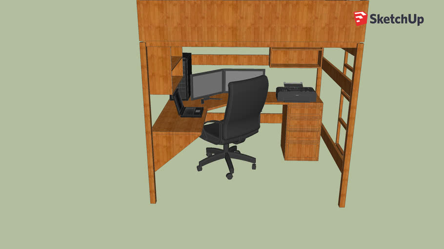 Copy of Bunkbed Plus Work Station | 3D Warehouse