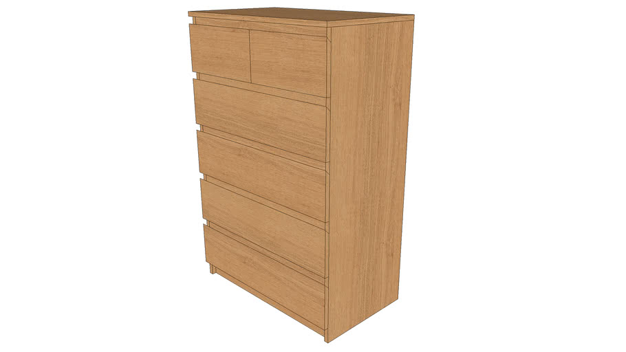 Malm 6 Drawers Tall Oak 3d Warehouse