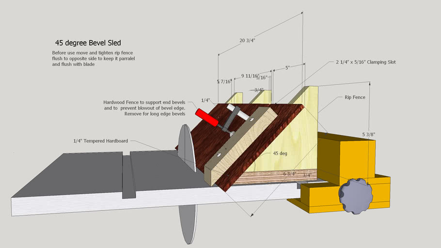 45 Degree Bevel Sled Jig 3D Warehouse