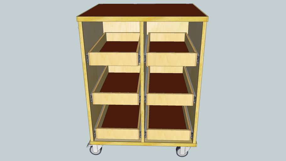 Roll-away mid-sized tool storage cart
