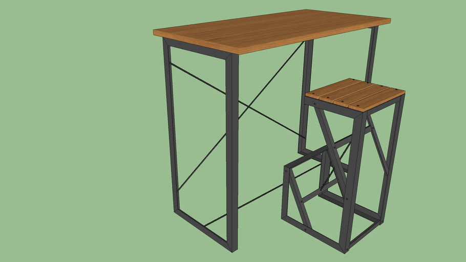 Industrial Highbar Table And Bar Stool, Industrial High Bar Table And Stools