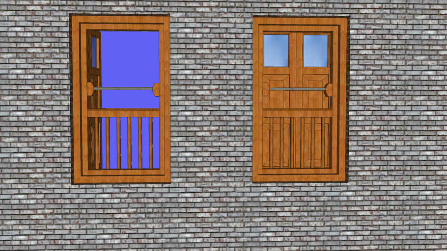 wooden-classic-nepali-window-with-square-bar-3d-warehouse