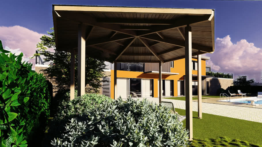 gazebo esagonale in legno 3D Warehouse