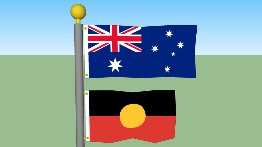 bakke Mejeriprodukter Skære af Australia & Australian Aboriginal Flags with Flagpole | 3D Warehouse