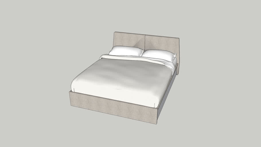 Cama casal estofada Oslo 1600 lateral carvalho branco | 3D Warehouse