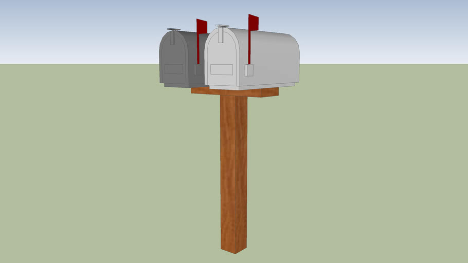 two mailboxes on one pole 3D Warehouse