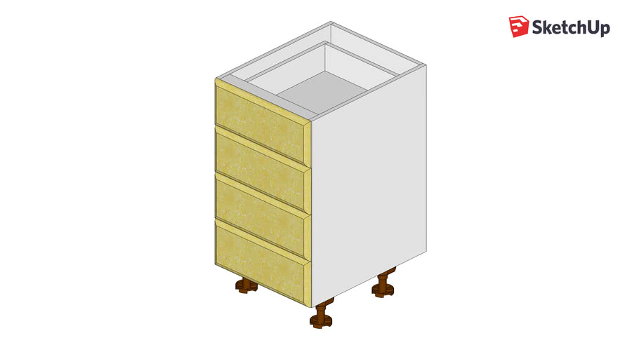 Kaboodle 450mm 4 drawer base 3D Warehouse