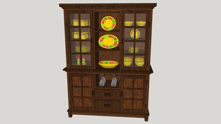 China Cabinet With Dishes 3d Warehouse