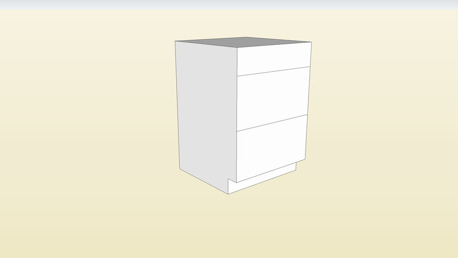 Frameless Kitchen Base Cabinet Proxy 24 Wide 3 Drawer 3d