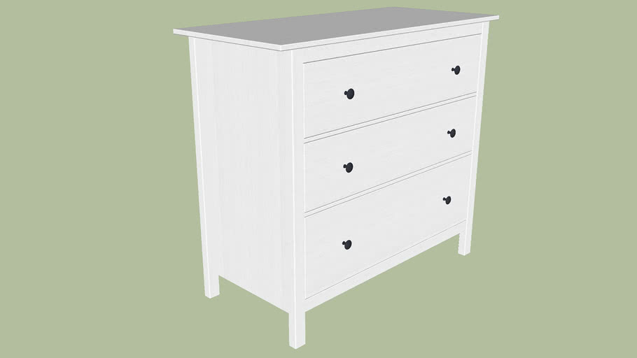 HEMNES chest of 3 drawers 108x50x95 cm in white stain 3D Warehouse
