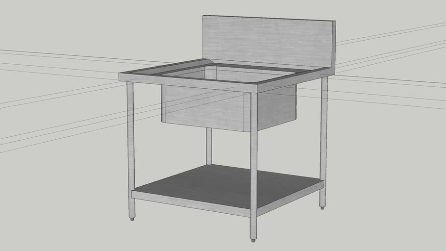 Single sink dengan backsplash 3D Warehouse