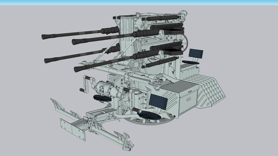 Mm Flakvierling C 38 Anti Aircraft Gun Naval Kriegsmarine Quadruple 3d Warehouse