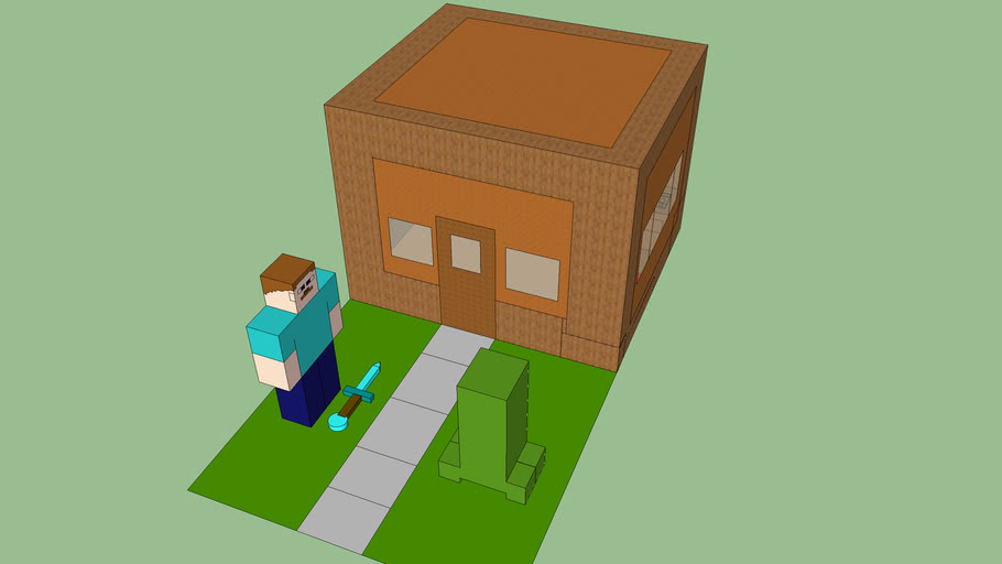 Minecraft House With A Roof 3d Warehouse
