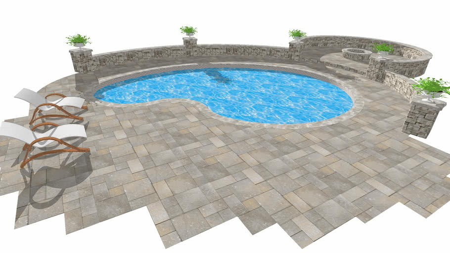 Kidney Pool patio layout 3D Warehouse