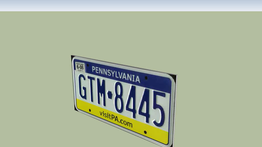 Pennsylvania Licence Plate 3D Warehouse