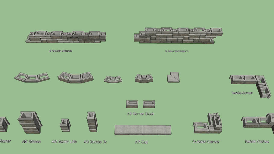 Allan Block AB Retaining Wall Block Collection Gray Color 3D Warehouse